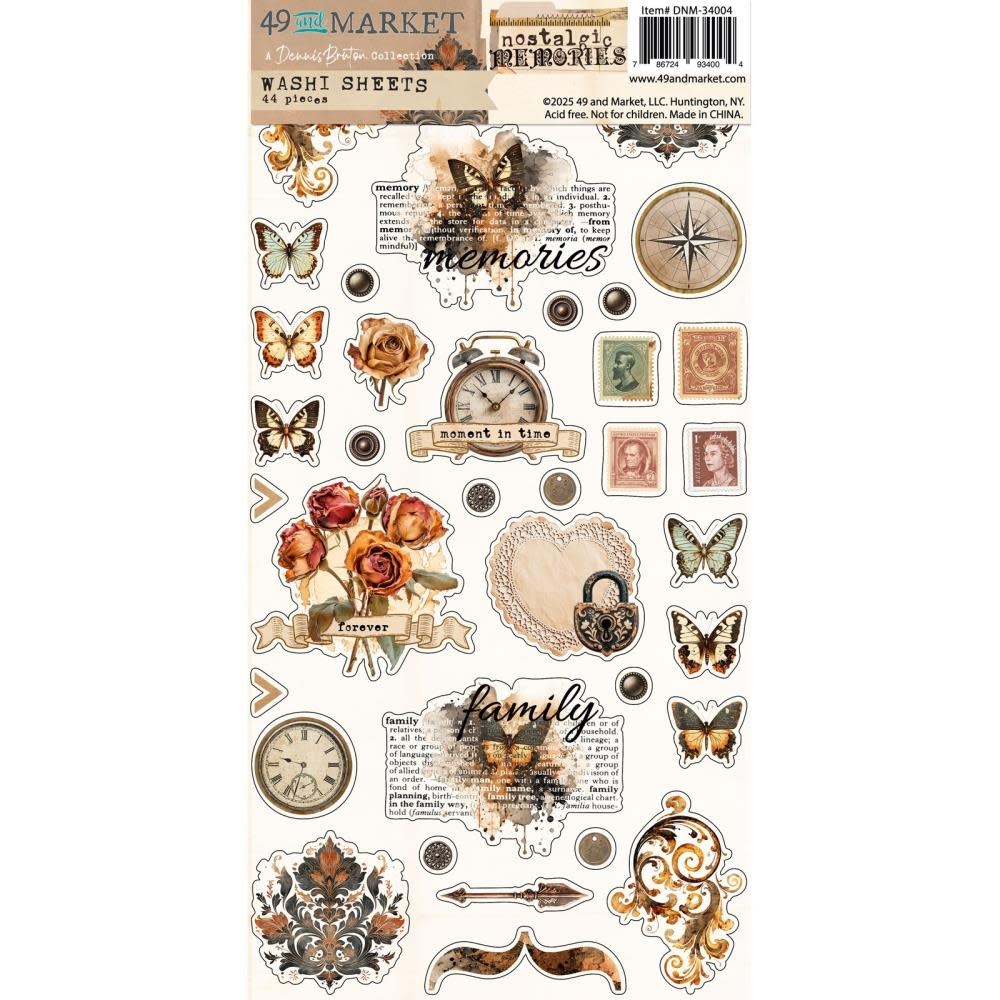 49 AND MARKET 49 AND MARKET NOSTALGIC MEMORIES 6x12 WASHI TAPE SHEETS
