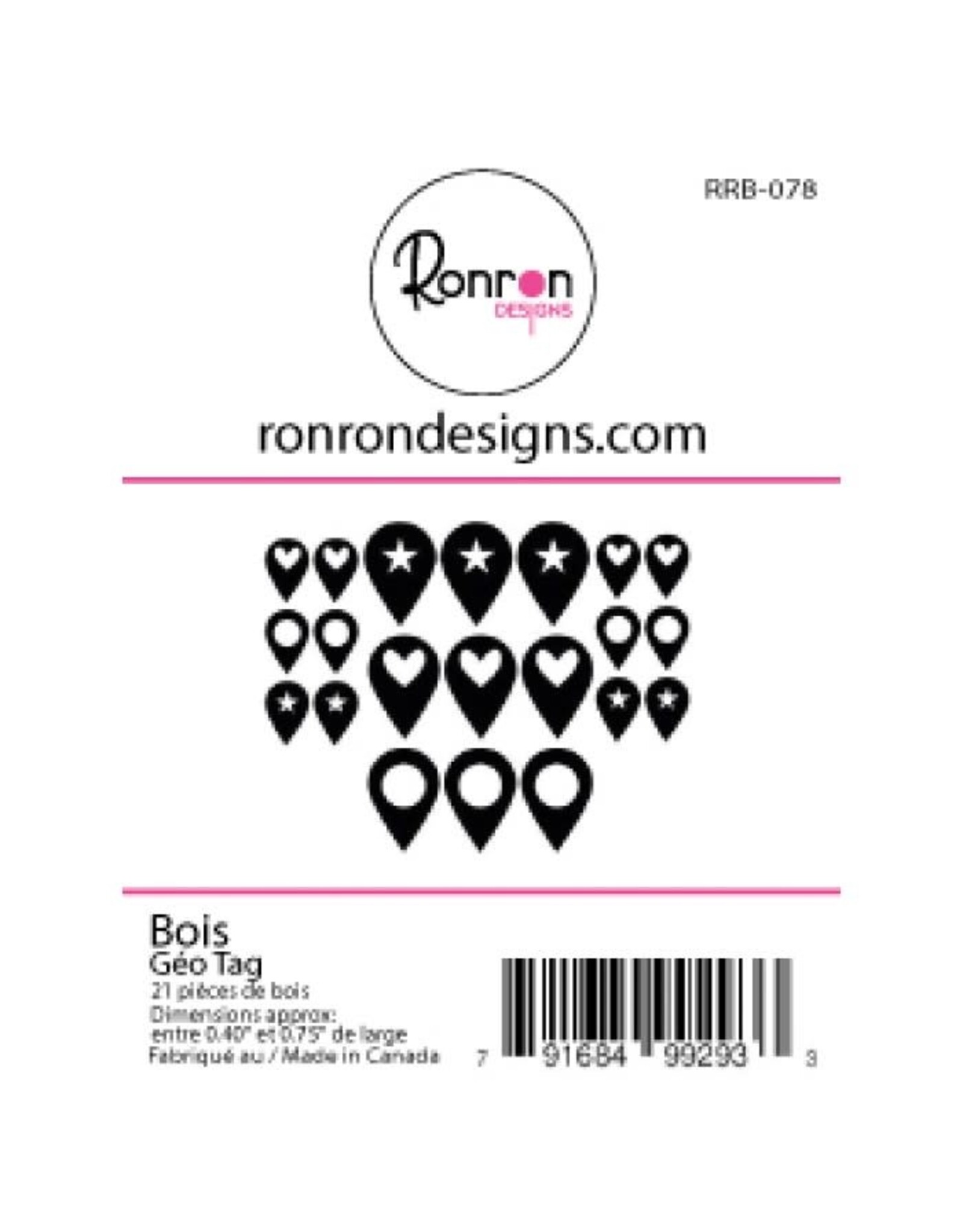 RONRON DESIGNS RONRON DESIGNS GEO TAG WOOD PIECES