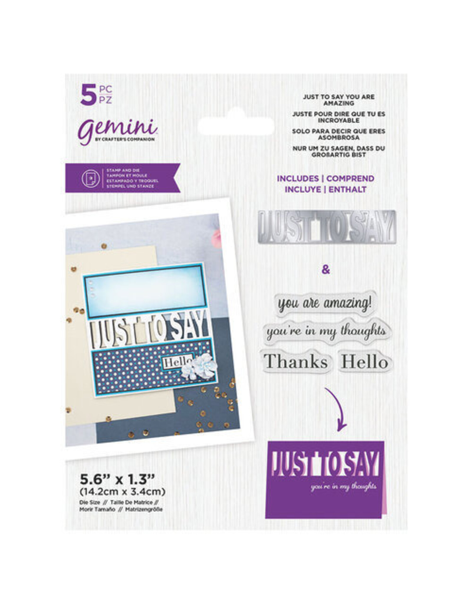 CRAFTERS COMPANION CRAFTER'S COMPANION GEMINI JUST TO SAY YOU ARE AMAZING CLEAR STAMP & DIE SET