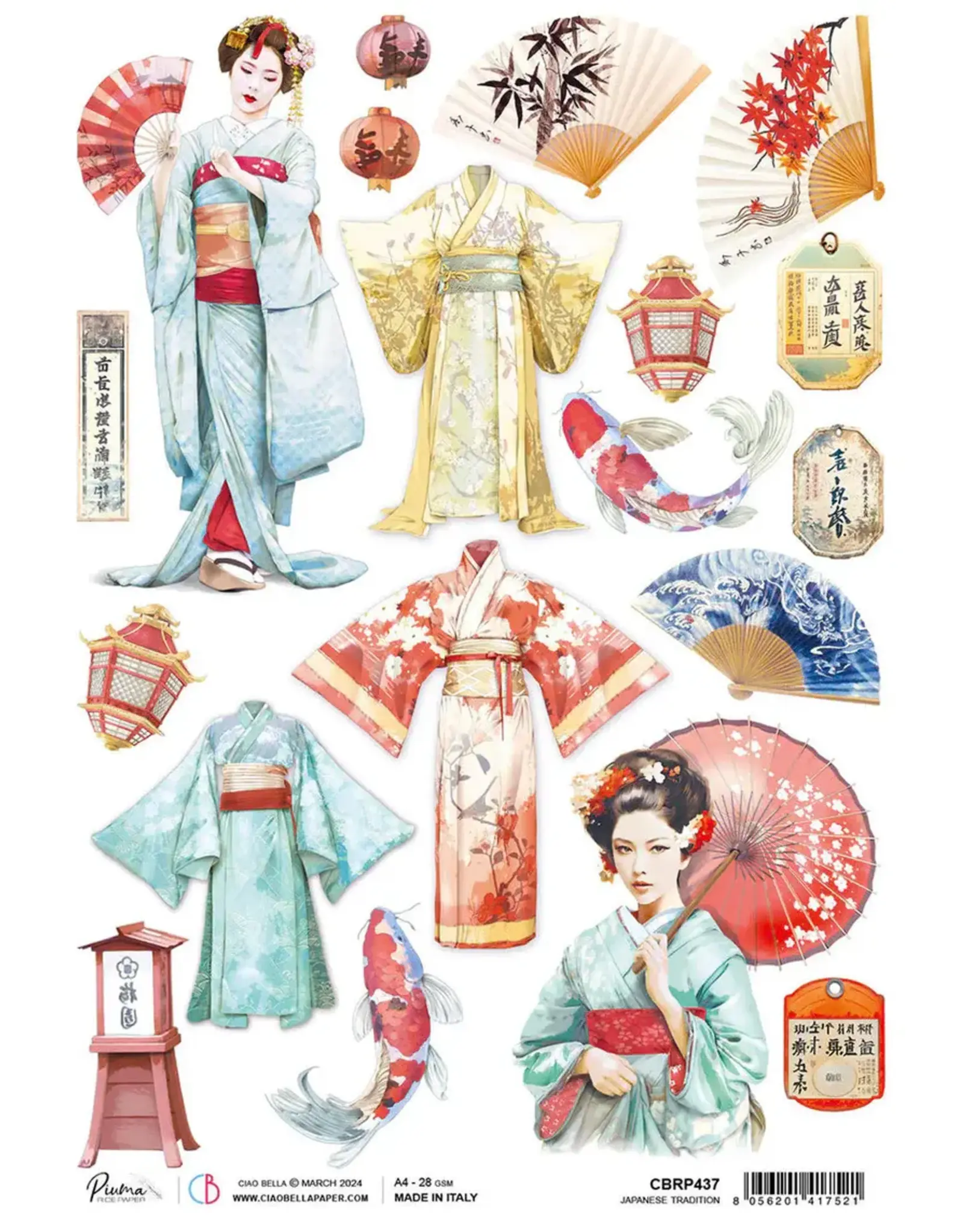 CIAO BELLA CIAO BELLA PIUMA LAND OF THE RISING SUN JAPANESE TRADITION A4 RICE PAPER