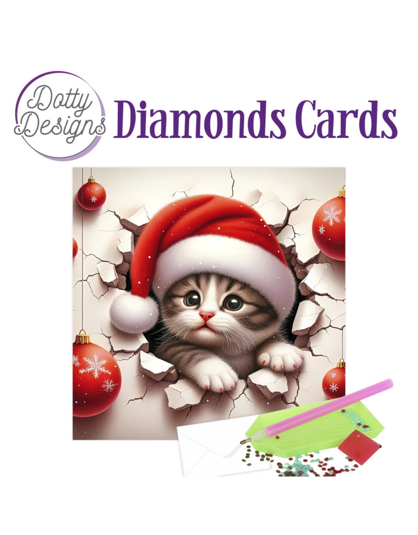 FIND IT FIND IT DOTTY DESIGNS CHRISTMAS KITTEN DIAMOND CARD KIT