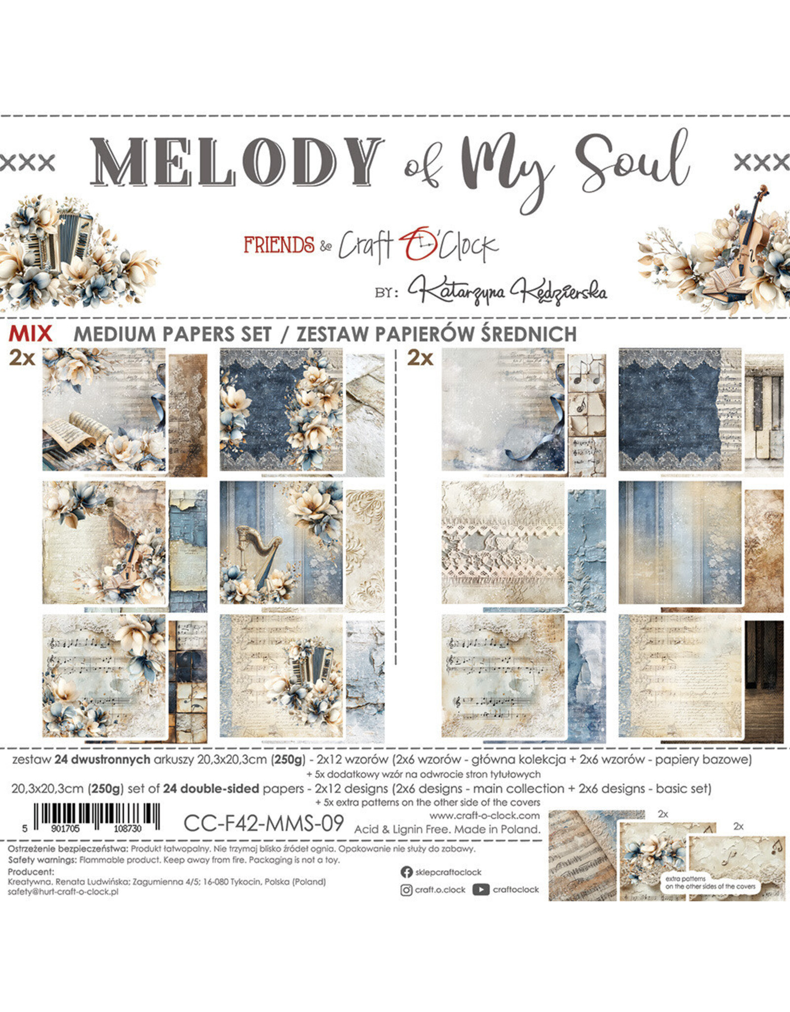 CRAFT O'CLOCK CRAFT O'CLOCK MELODY OF MY SOUL 8x8 MIX PAPER PAD 24 SHEETS