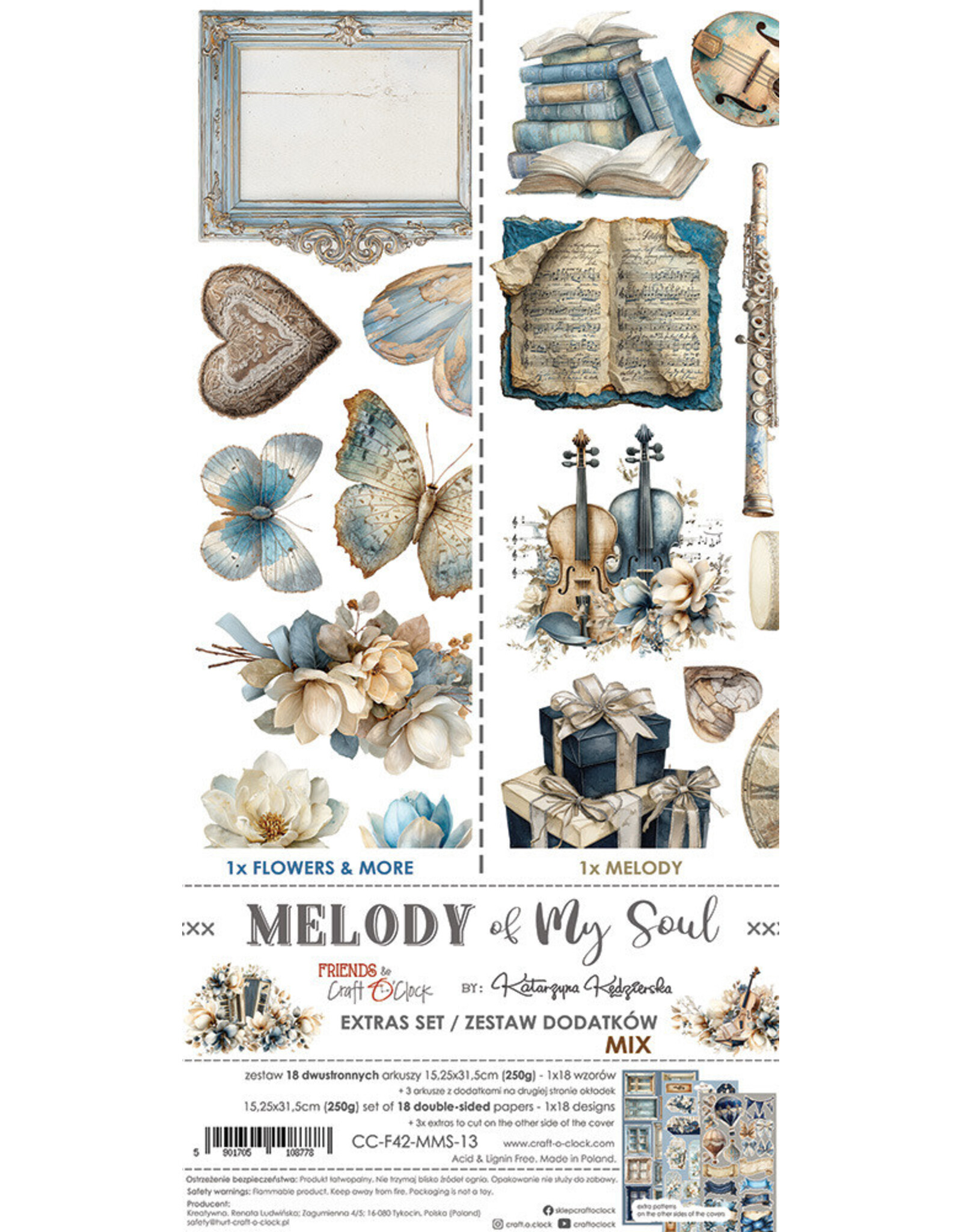 CRAFT O'CLOCK CRAFT O'CLOCK MELODY OF MY SOUL EXTRAS SET - MIX 6x12 COLLECTION PACK 18 SHEETS