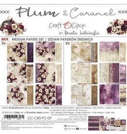 CRAFT O'CLOCK CRAFT O'CLOCK PLUM & CARAMEL 8x8 MIX PAPER PAD 24 SHEETS