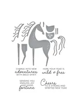 SPELLBINDERS SPELLBINDERS GOOD FORTUNE HORSE CLEAR STAMP & DIE SET