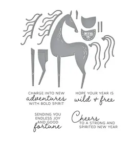 SPELLBINDERS SPELLBINDERS GOOD FORTUNE HORSE CLEAR STAMP & DIE SET