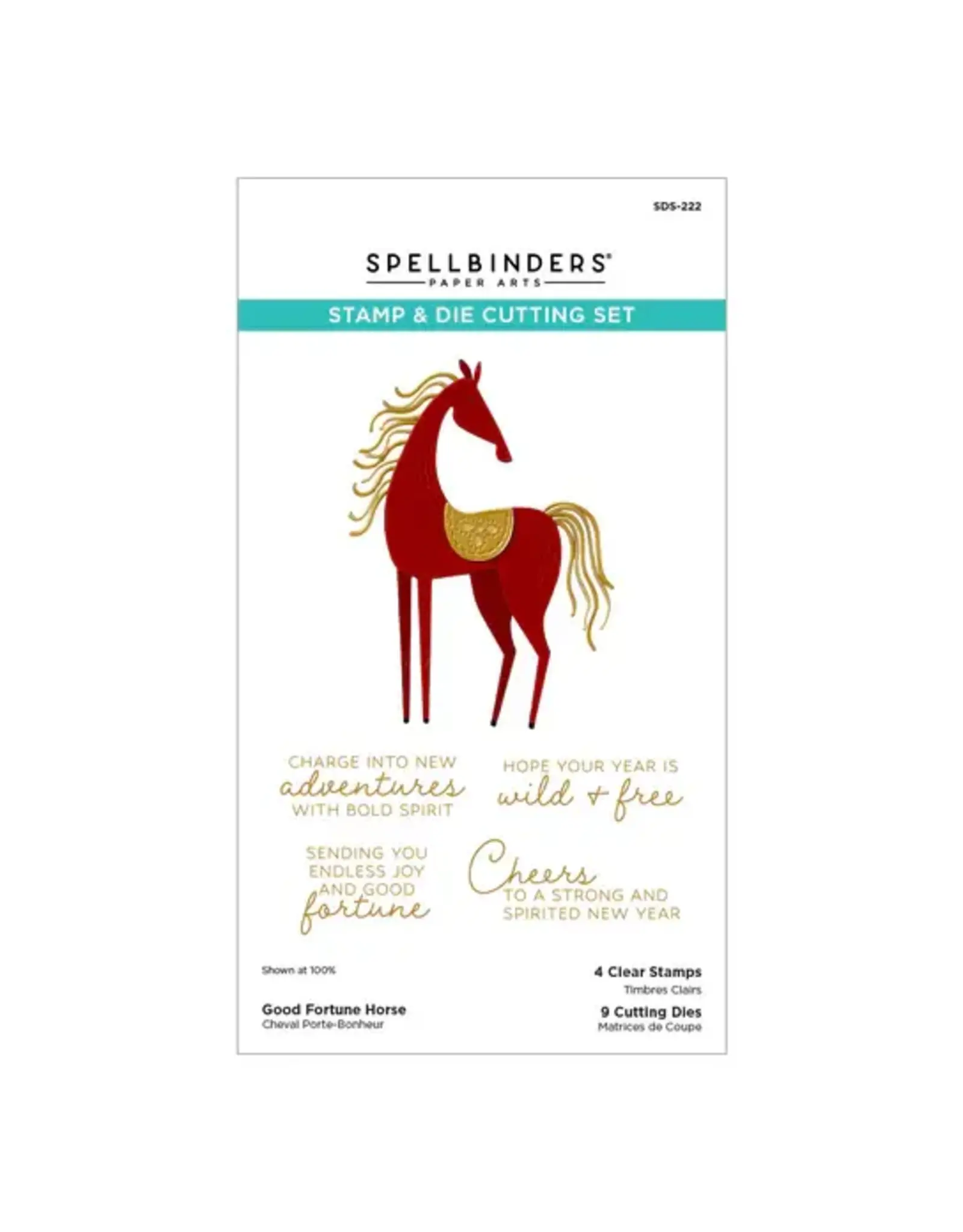 SPELLBINDERS SPELLBINDERS GOOD FORTUNE HORSE CLEAR STAMP & DIE SET