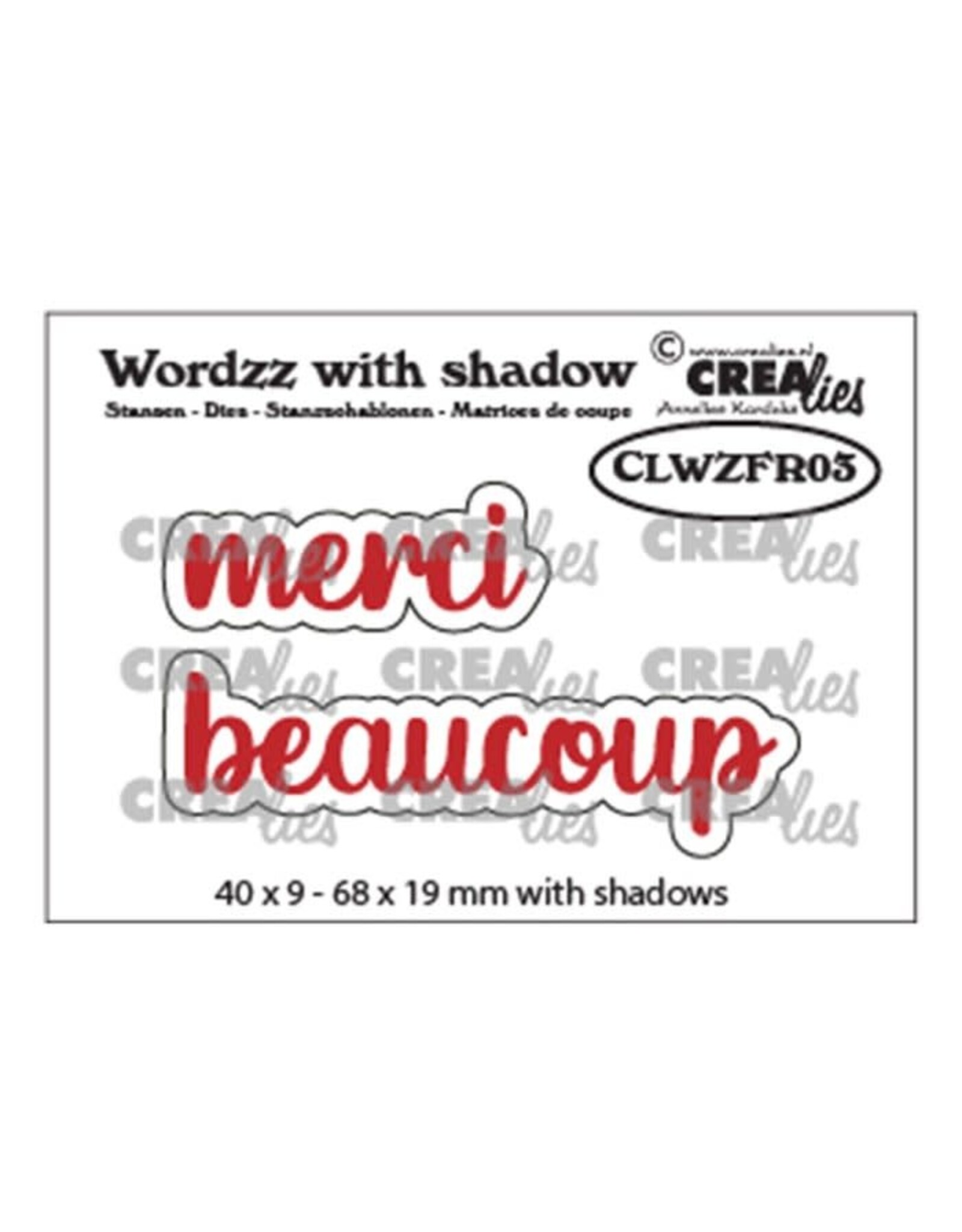 CREALIES CRAFTLINES CREALIES WORDZZ MERCI BEAUCOUP SHADOW DIE