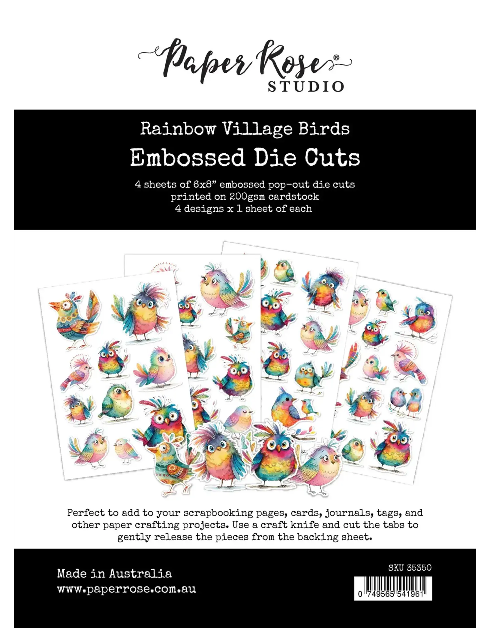 PAPER ROSE PAPER ROSE RAINBOW VILLAGE BIRDS EMBOSSED DIE CUTS