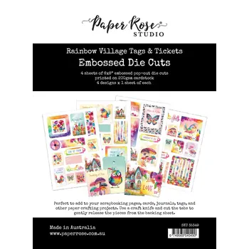 PAPER ROSE PAPER ROSE RAINBOW VILLAGE TAGS & TICKETS EMBOSSED DIE CUTS