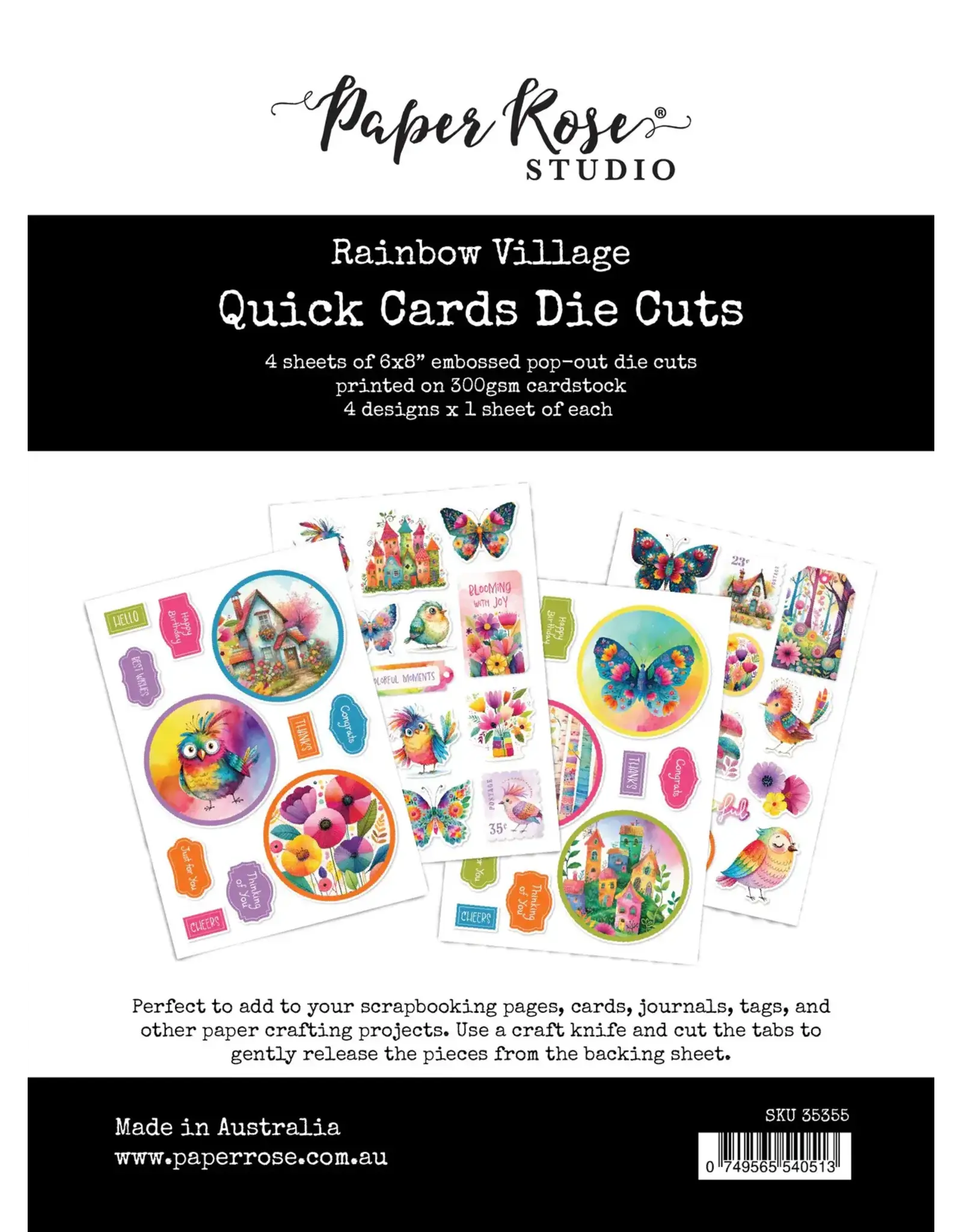 PAPER ROSE PAPER ROSE RAINBOW VILLAGE QUICK CARDS DIE CUTS