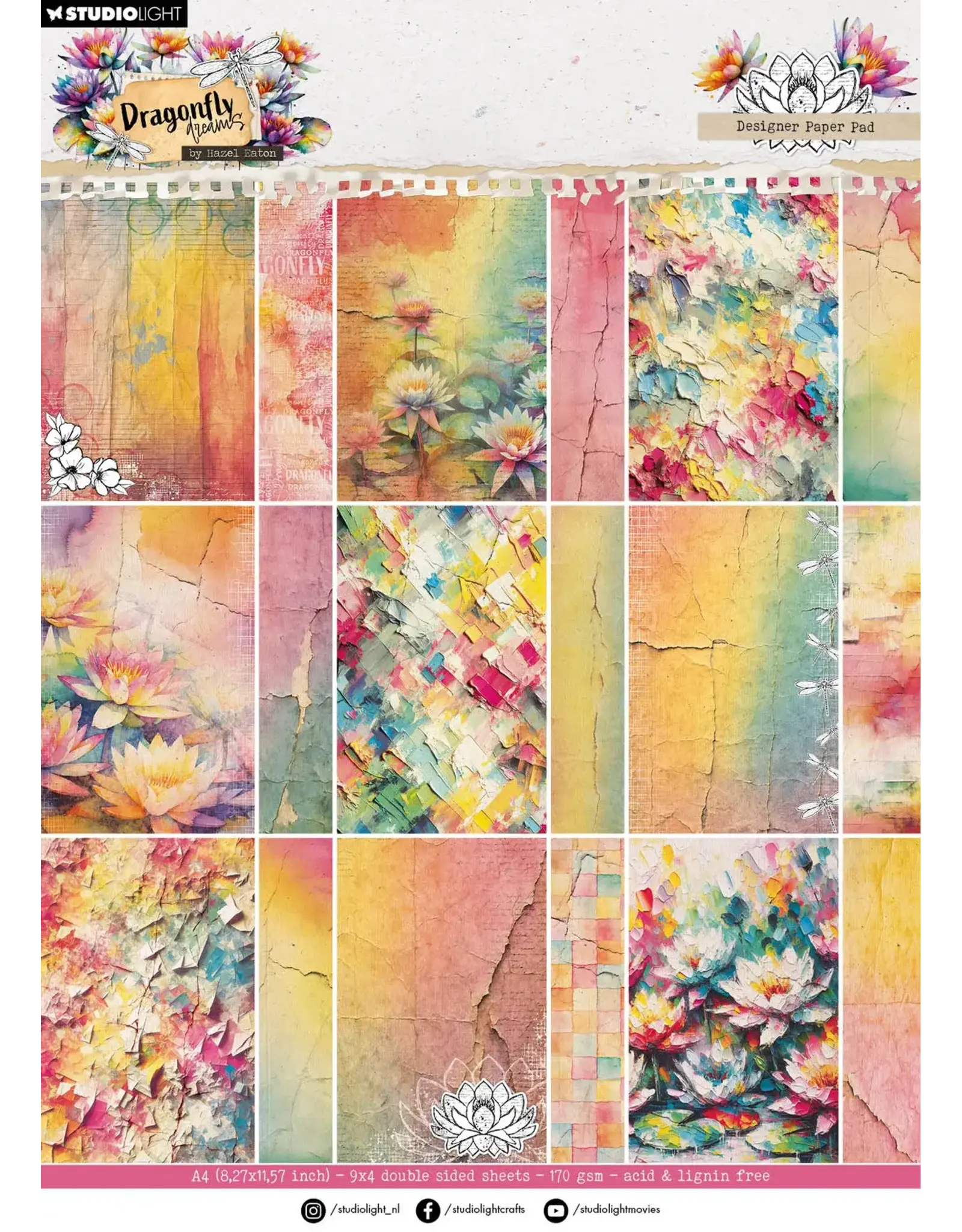 STUDIOLIGHT STUDIOLIGHT HAZEL EATON DRAGONFLY DREAMS PAPER PAD BACKGROUND PAPERS