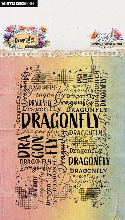 STUDIOLIGHT STUDIOLIGHT HAZEL EATON DRAGONFLY DREAMS GRUNGE WORD CLOUD CLEAR STAMP