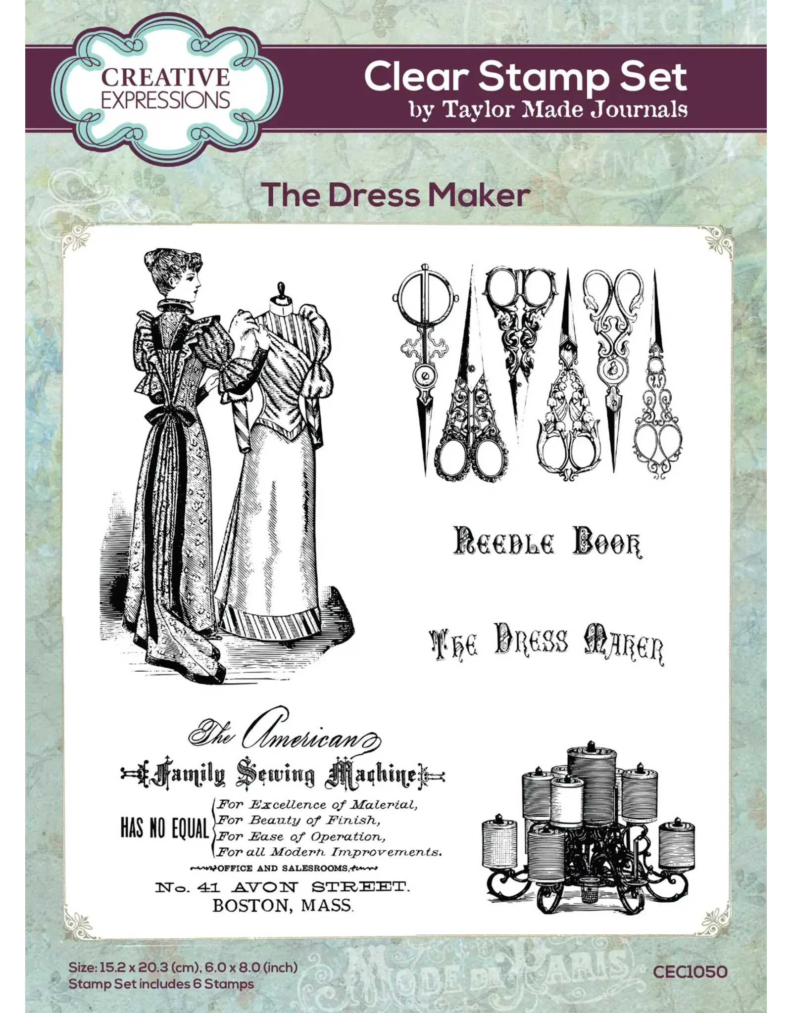 CREATIVE EXPRESSIONS CREATIVE EXPRESSIONS TAYLOR MADE JOURNALS THE DRESS MAKER 6x8 CLEAR STAMP SET