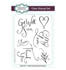 CREATIVE EXPRESSIONS CREATIVE EXPRESSIONS PETAL CASCADE SENTIMENTS 4x6 CLEAR STAMP SET