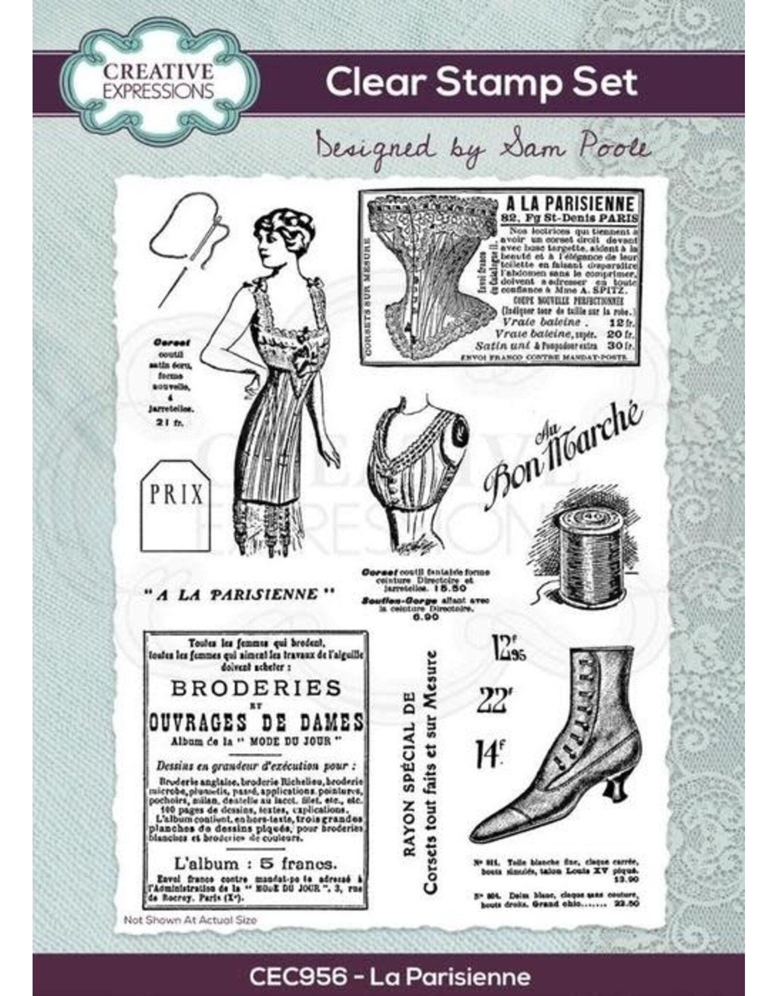 CREATIVE EXPRESSIONS CREATIVE EXPRESSIONS SAM POOLE LA PARISIENNE A5 CLEAR STAMP SET
