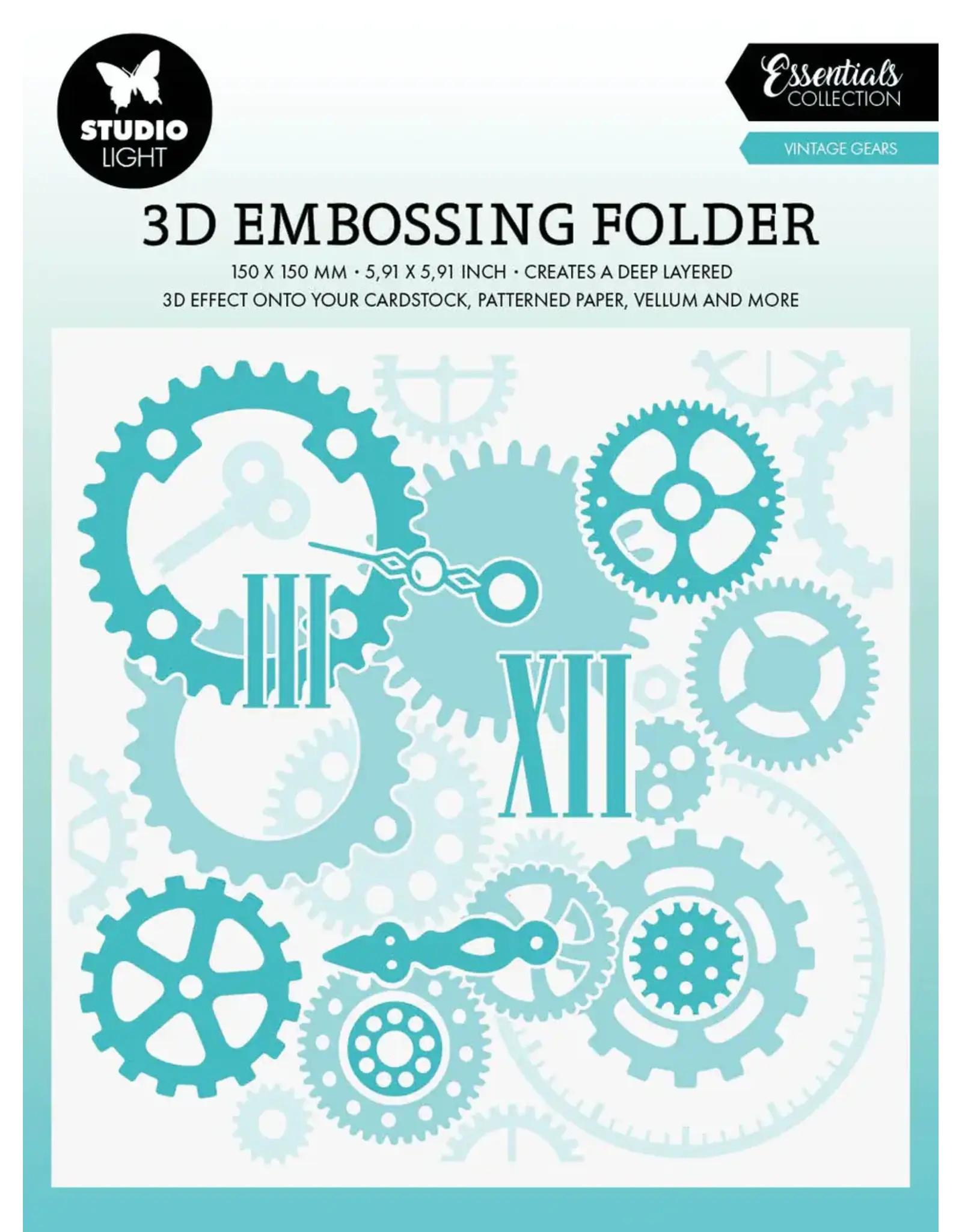 STUDIOLIGHT STUDIOLIGHT ESSENTIALS COLLECTION VINTAGE GEARS 6x6 EMBOSSING FOLDER