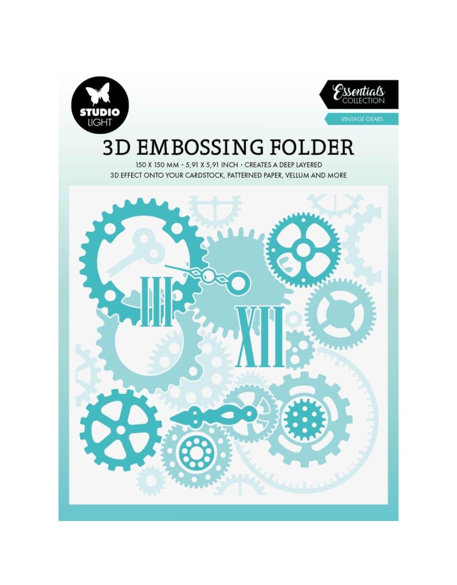 STUDIOLIGHT STUDIOLIGHT ESSENTIALS COLLECTION VINTAGE GEARS 6x6 EMBOSSING FOLDER