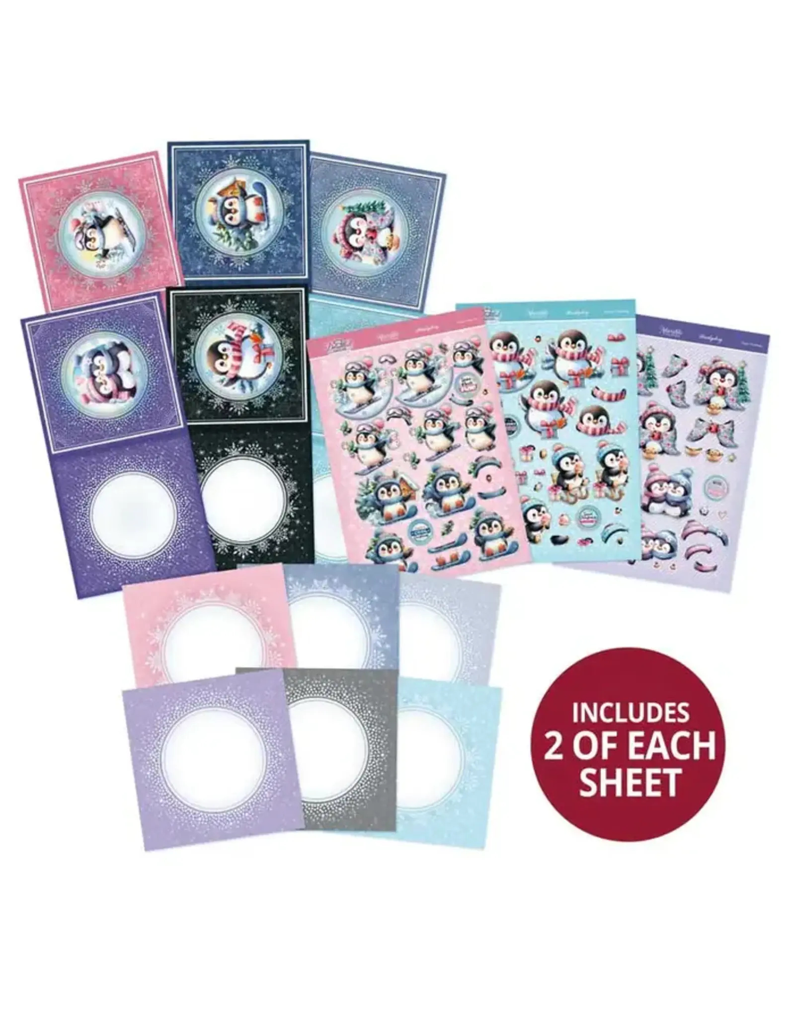 HUNKYDORY CRAFTS LTD. HUNKYDORY ADORABLE SCORABLE DELIGHTFUL PENGUINS SNOW MUCH FUN DECOUPAGE CARD KIT