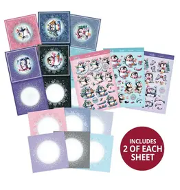 HUNKYDORY CRAFTS LTD. HUNKYDORY ADORABLE SCORABLE DELIGHTFUL PENGUINS SNOW MUCH FUN DECOUPAGE CARD KIT
