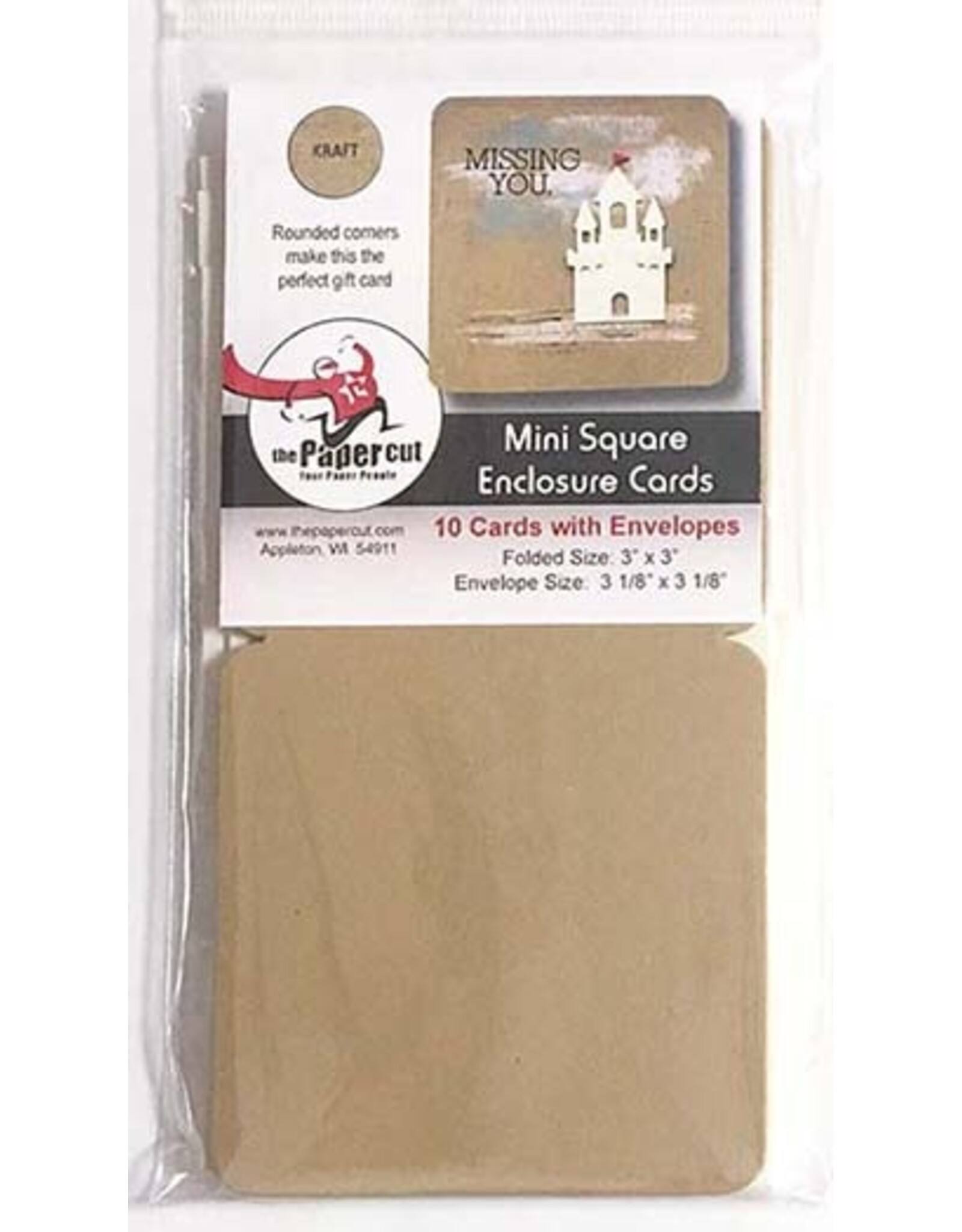 PAPER CUT THE PAPER CUT 10 KRAFT MINI SQUARE ENCLOSURE CARDS WITH ENVELOPES