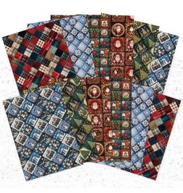 HUNKYDORY CRAFTS LTD. HUNKYDORY ADORABLE SCORABLE DESIGNER A4 CARD PACKS - CHRISTMAS QUILTS 12 SHEETS