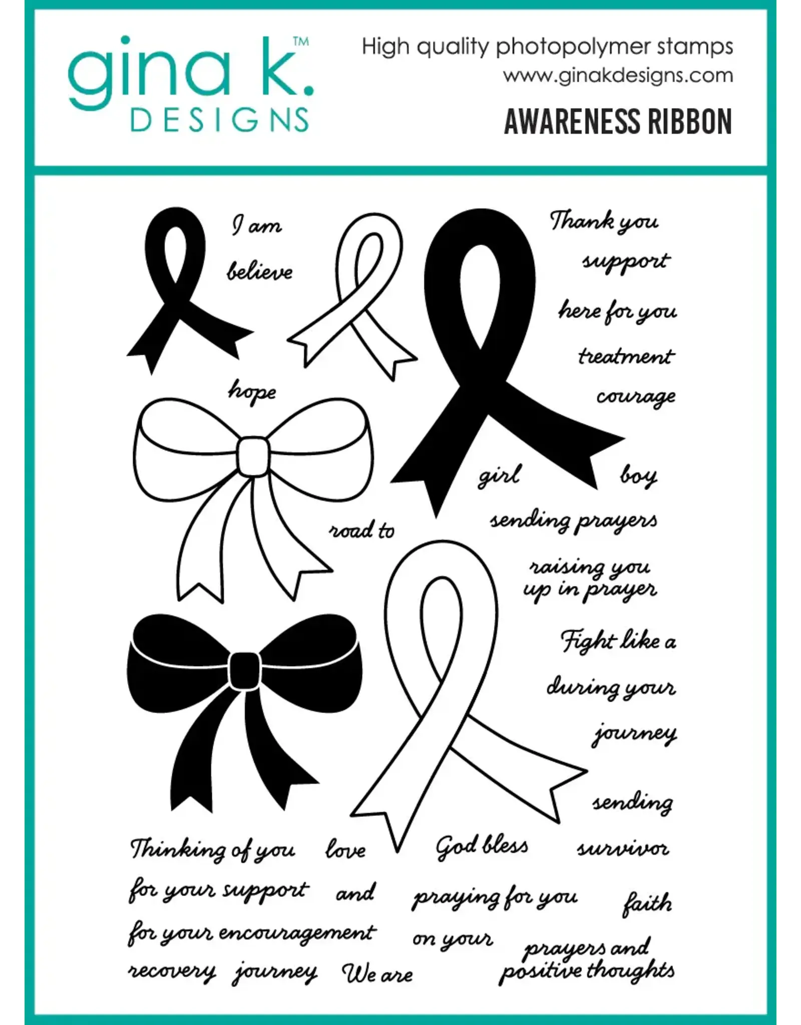 GINA K DESIGNS GINA K. DESIGNS AWARENESS RIBBON CLEAR STAMP SET