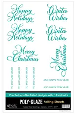 GINA K DESIGNS GINA K. DESIGNS HOLIDAY FLORAL GREETINGS 5.5x8.5 POLY-GLAZE FOILING SHEETS 5/PK