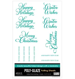 GINA K DESIGNS GINA K. DESIGNS HOLIDAY FLORAL GREETINGS 5.5x8.5 POLY-GLAZE FOILING SHEETS 5/PK