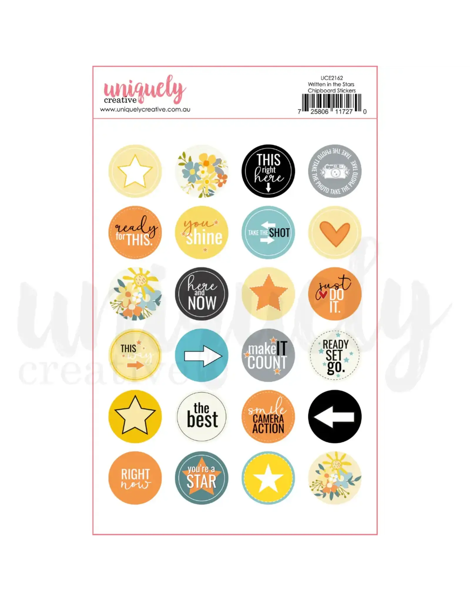 UNIQUELY CREATIVE UNIQUELY CREATIVE WRITTEN IN THE STARS CHIPBOARD STICKERS
