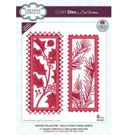 CREATIVE EXPRESSIONS CREATIVE EXPRESSIONS SUE WILSON FESTIVE COLLECTION HOLLY & PINE FLORAL PANELS DIE SET