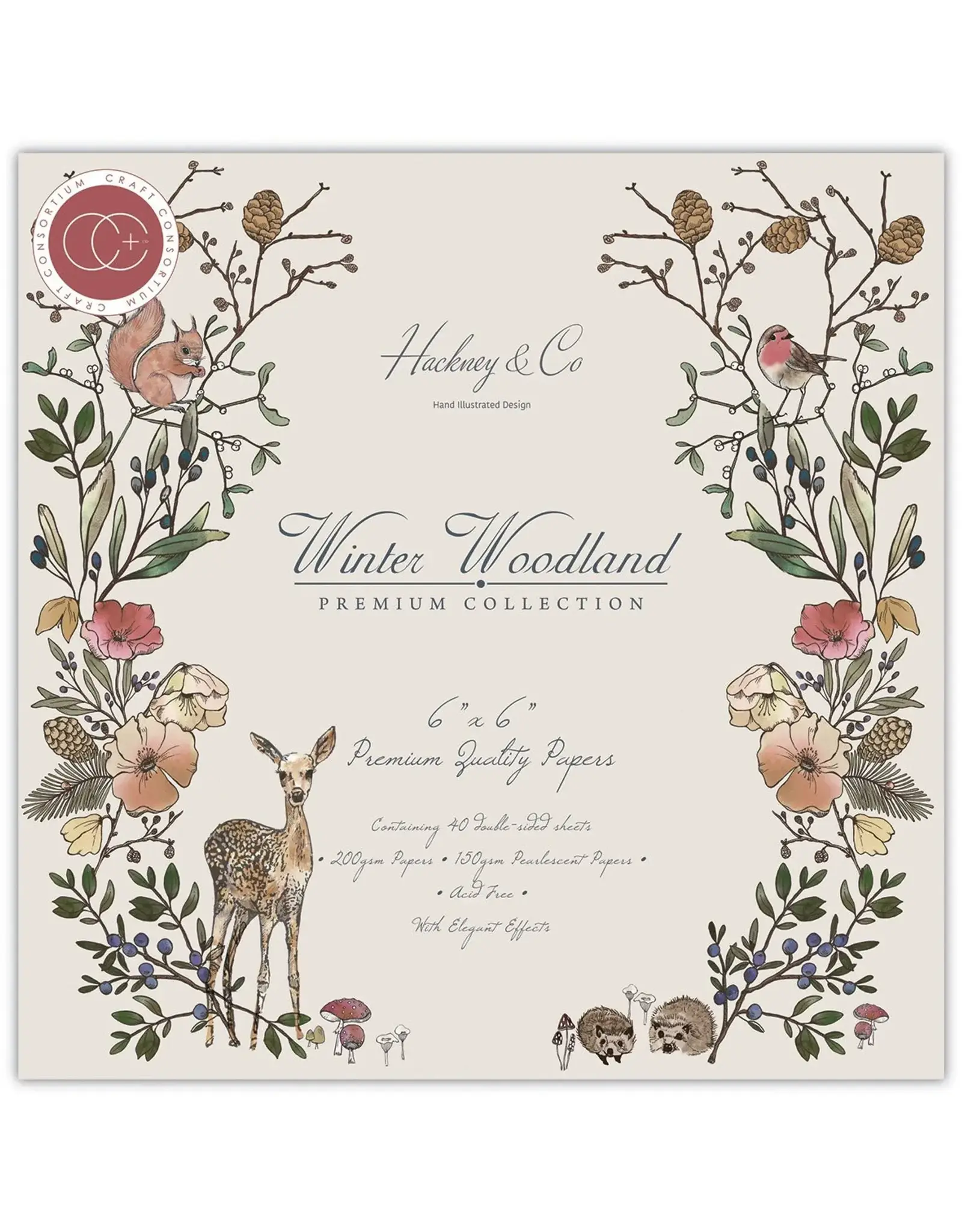 CRAFT CONSORTIUM CRAFT CONSORTIUM HACKNEY & CO WINTER WOODLAND 6x6 PAPER PAD 40 SHEETS