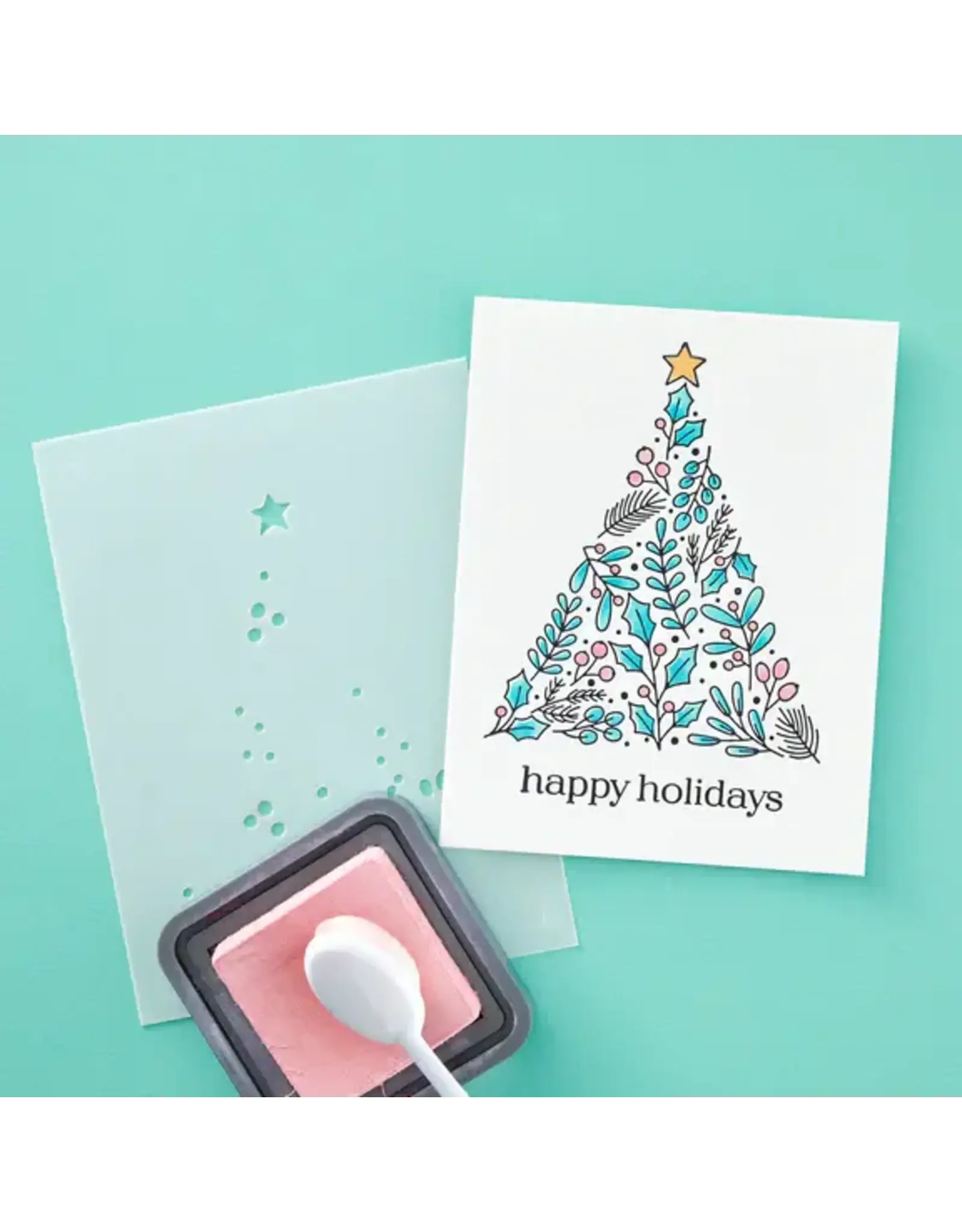 SPELLBINDERS SPELLBINDERS BETTERPRESS SOCIETY JULY 2024 WINTER SPRIGS TREE LAYERED STENCIL