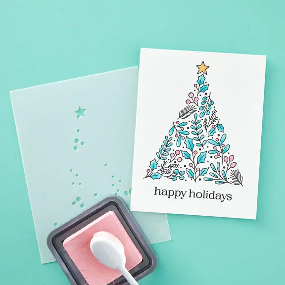 SPELLBINDERS SPELLBINDERS BETTERPRESS SOCIETY JULY 2024 WINTER SPRIGS TREE LAYERED STENCIL