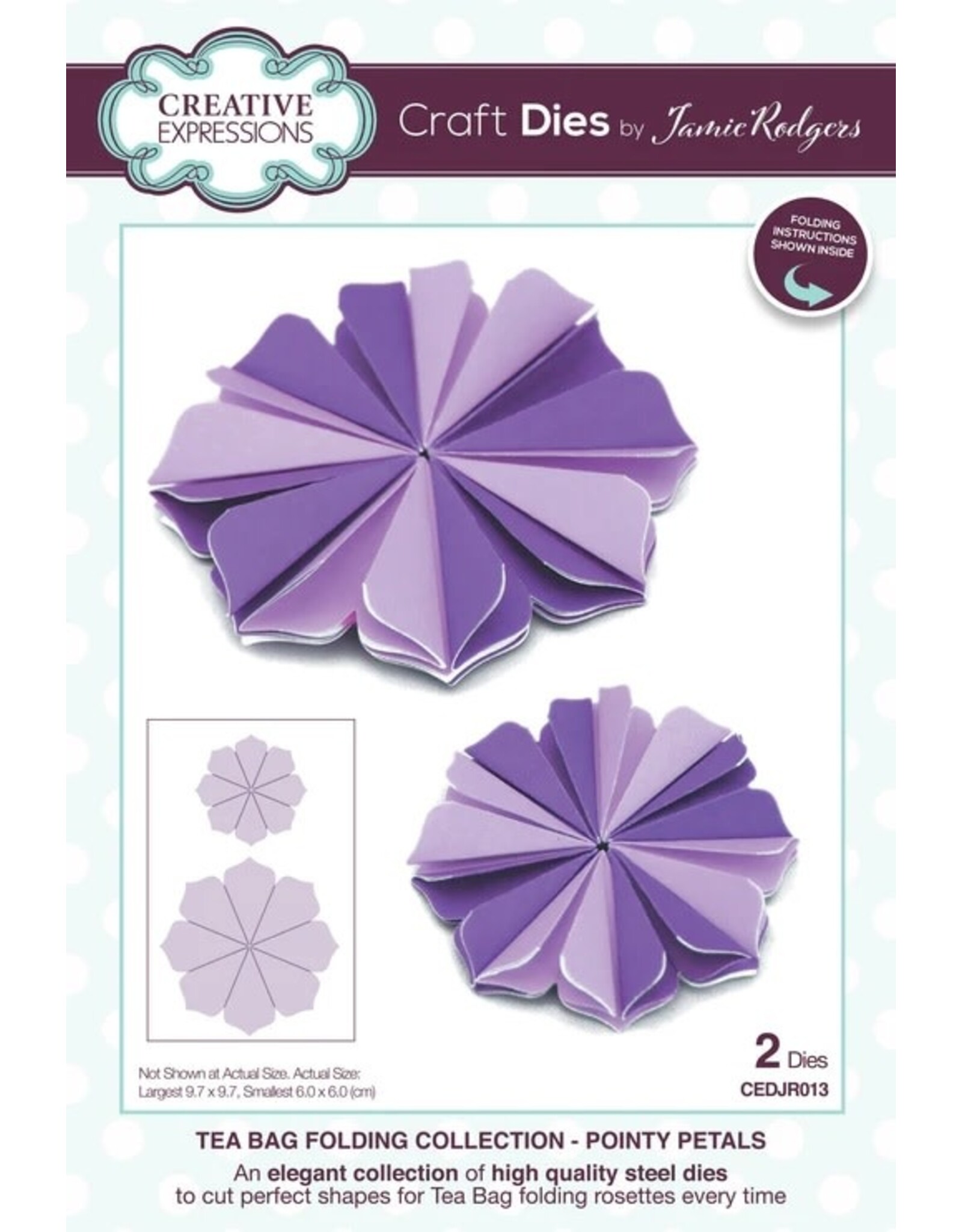 CREATIVE EXPRESSIONS CREATIVE EXPRESSIONS JAMIE RODGERS TEA BAG FOLDING COLLECTION-POINTY PETALS DIE SET
