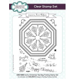 CREATIVE EXPRESSIONS CREATIVE EXPRESSIONS JAMIE RODGERS SWIRLY CHRISTMAS TEA BAG FOLDING CLEAR STAMP SET
