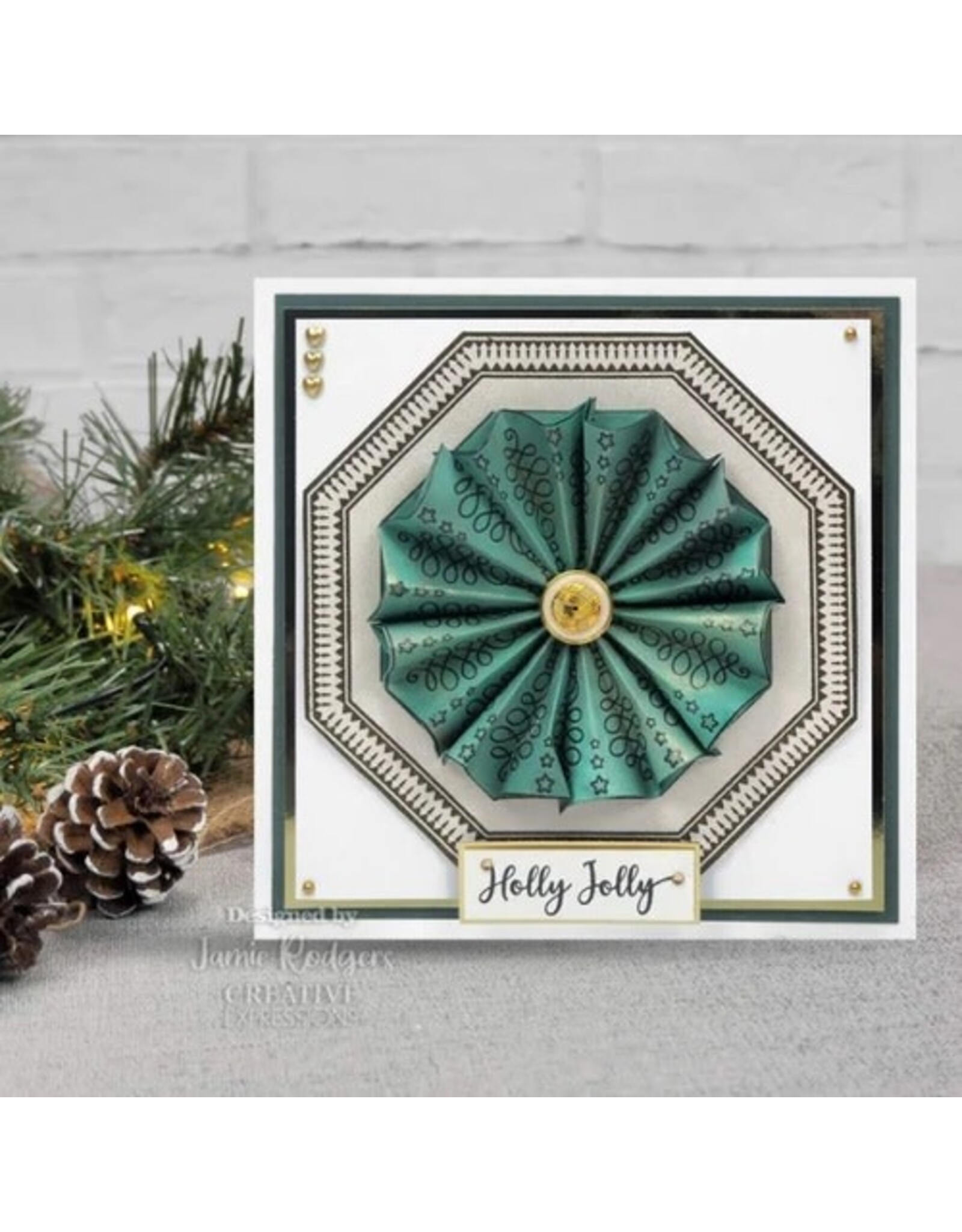 CREATIVE EXPRESSIONS CREATIVE EXPRESSIONS JAMIE RODGERS SWIRLY CHRISTMAS TEA BAG FOLDING CLEAR STAMP SET