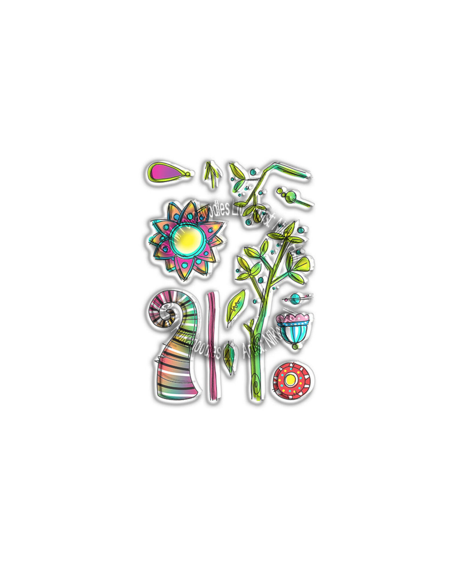 POLKADOODLES POLKADOODLES SUNBURST TREES CLEAR STAMP SET