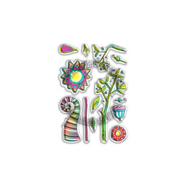 POLKADOODLES POLKADOODLES SUNBURST TREES CLEAR STAMP SET