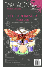 PINK INK PINK INK DESIGNS WEE FOLK THE DRUMMER ACRYLIC STAMP SET