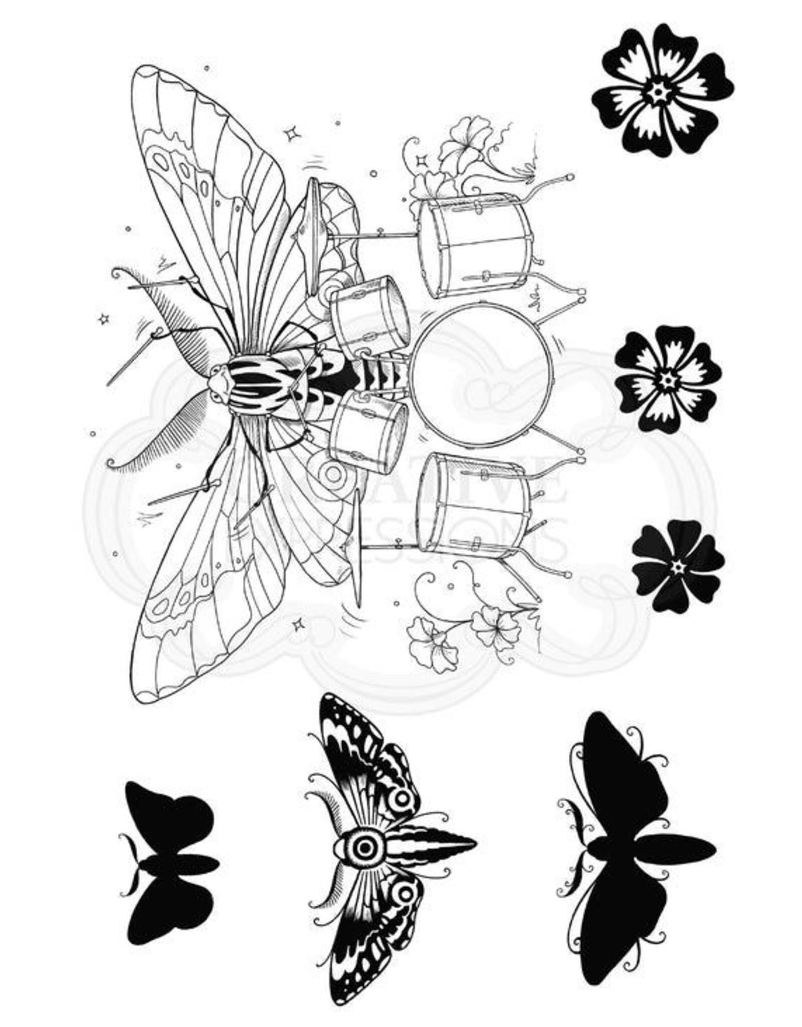 PINK INK PINK INK DESIGNS WEE FOLK THE DRUMMER ACRYLIC STAMP SET