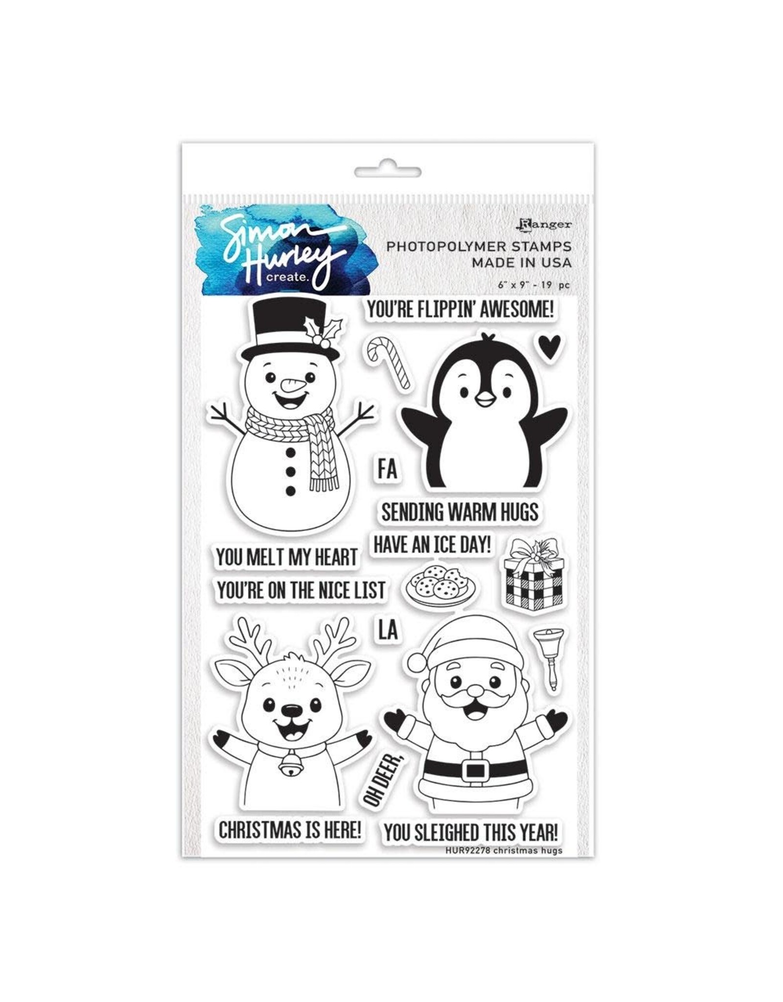 RANGER RANGER SIMON HURLEY CREATE CHRISTMAS HUGS 6x9 CLEAR STAMP SET