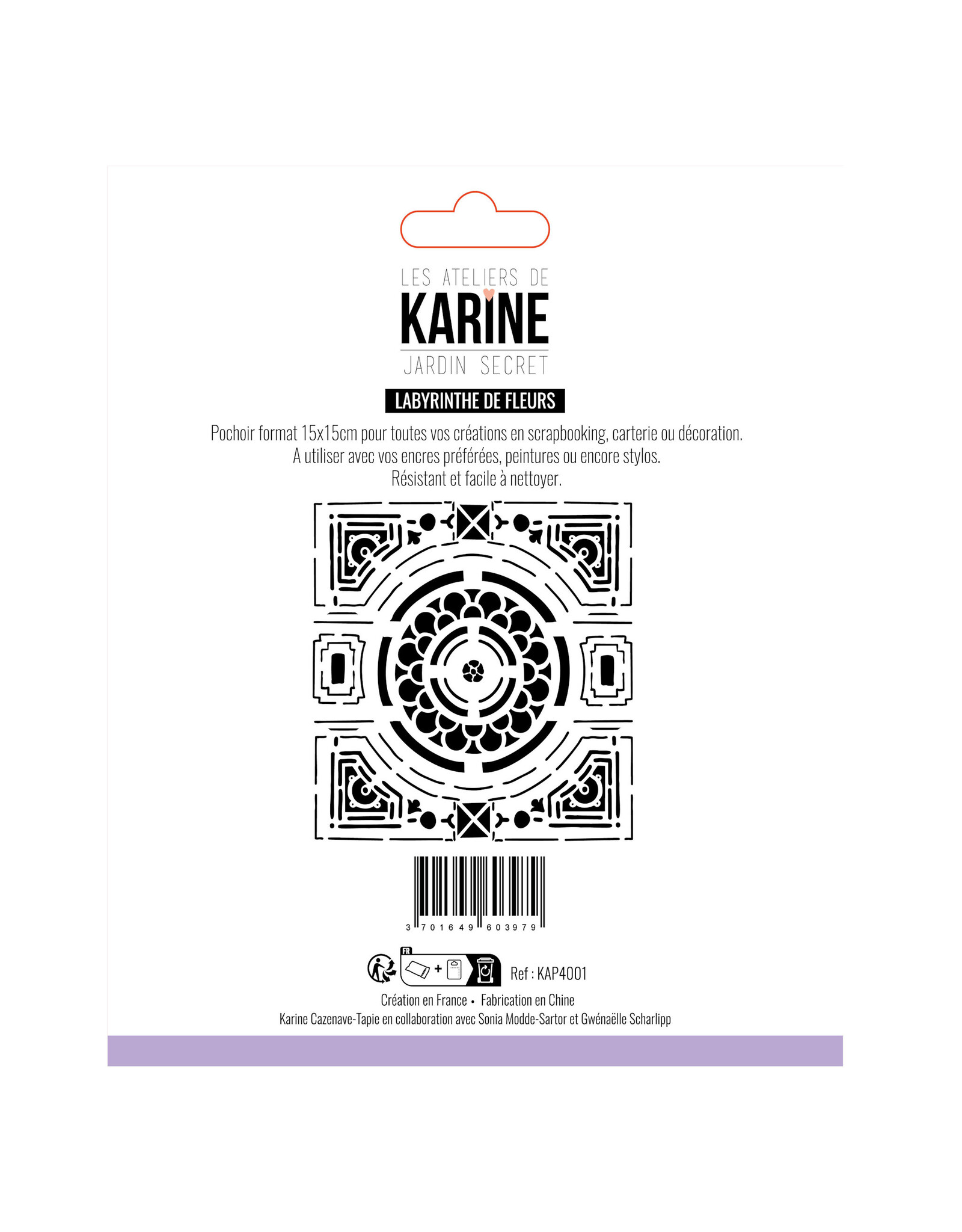 LES ATELIERS DE KARINE LES ATELIERS DE KARINE JARDIN SECRET LABYRINTHE DE FLEURS 6x6 STENCIL