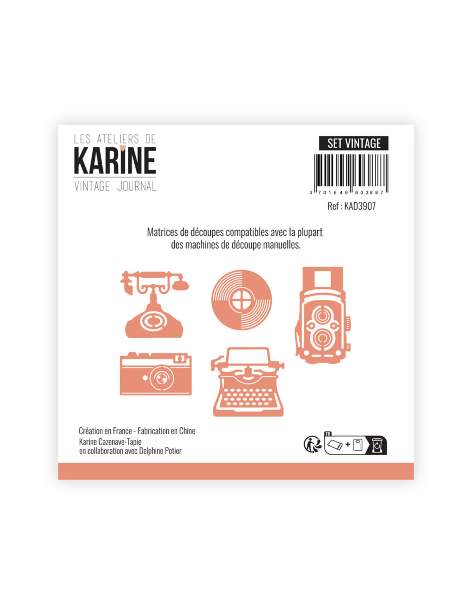 LES ATELIERS DE KARINE LES ATELIERS DE KARINE VINTAGE JOURNAL SET VINTAGE DIE SET