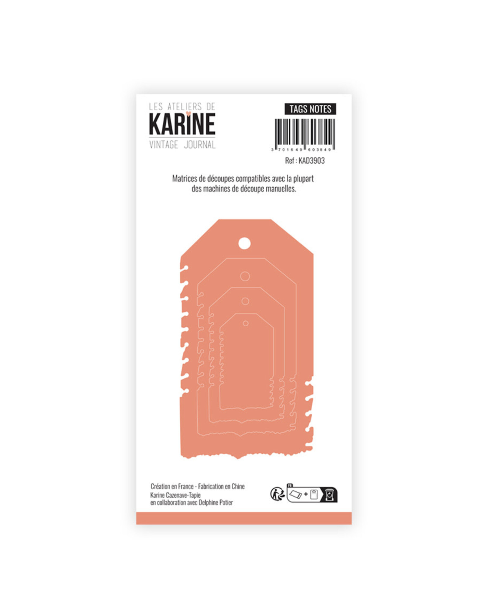 LES ATELIERS DE KARINE LES ATELIERS DE KARINE VINTAGE JOURNAL TAGS NOTES DIE SET