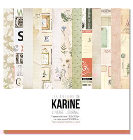 LES ATELIERS DE KARINE LES ATELIERS DE KARINE VINTAGE JOURNAL 12x12 COLLECTION 6 PAPIERS + UN CALQUE