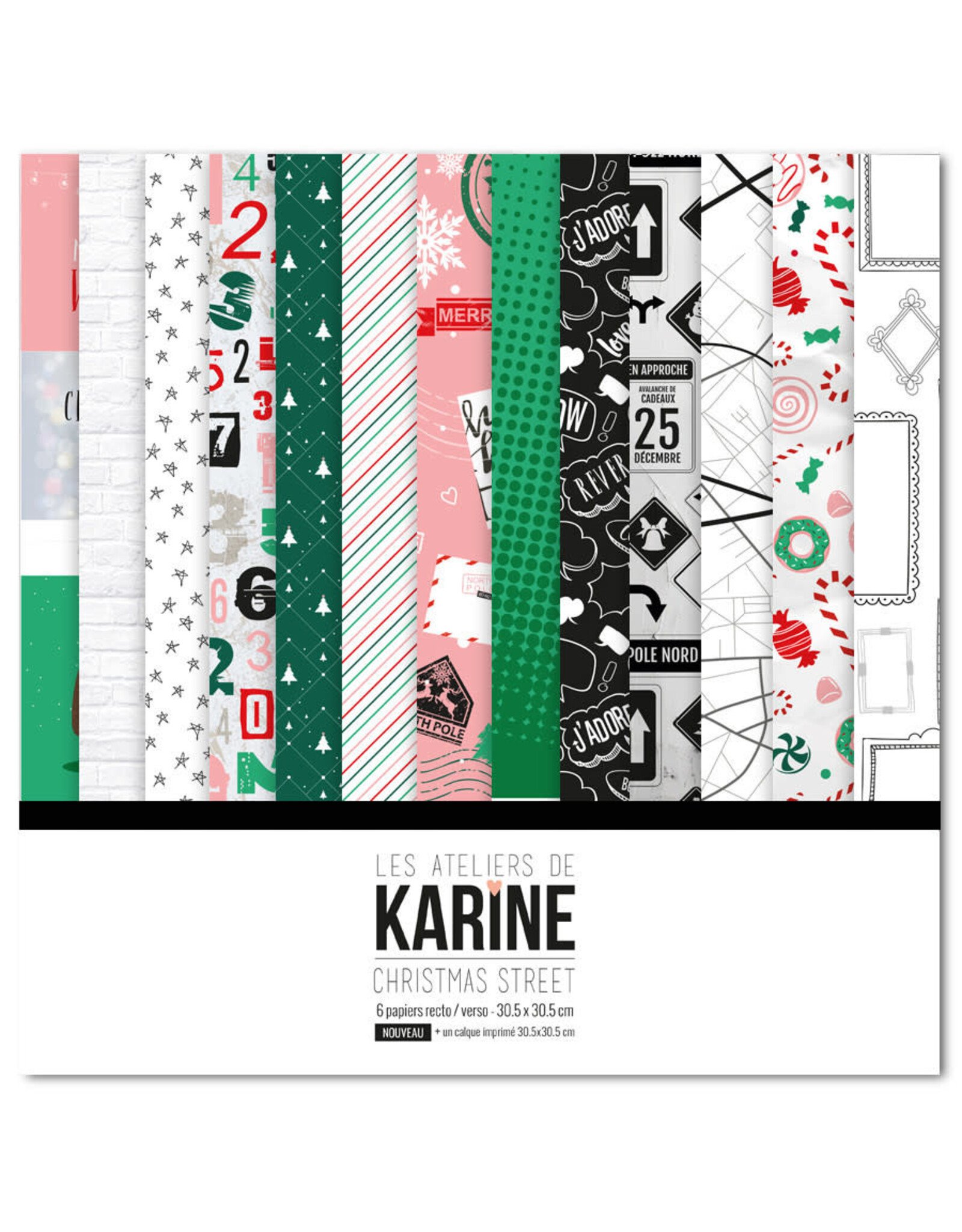 LES ATELIERS DE KARINE LES ATELIERS DE KARINE CHRISTMAS STREET 12x12 COLLECTION 6 PAPIERS + UN CALQUE