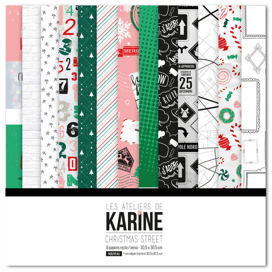 LES ATELIERS DE KARINE LES ATELIERS DE KARINE CHRISTMAS STREET 12x12 COLLECTION 6 PAPIERS + UN CALQUE