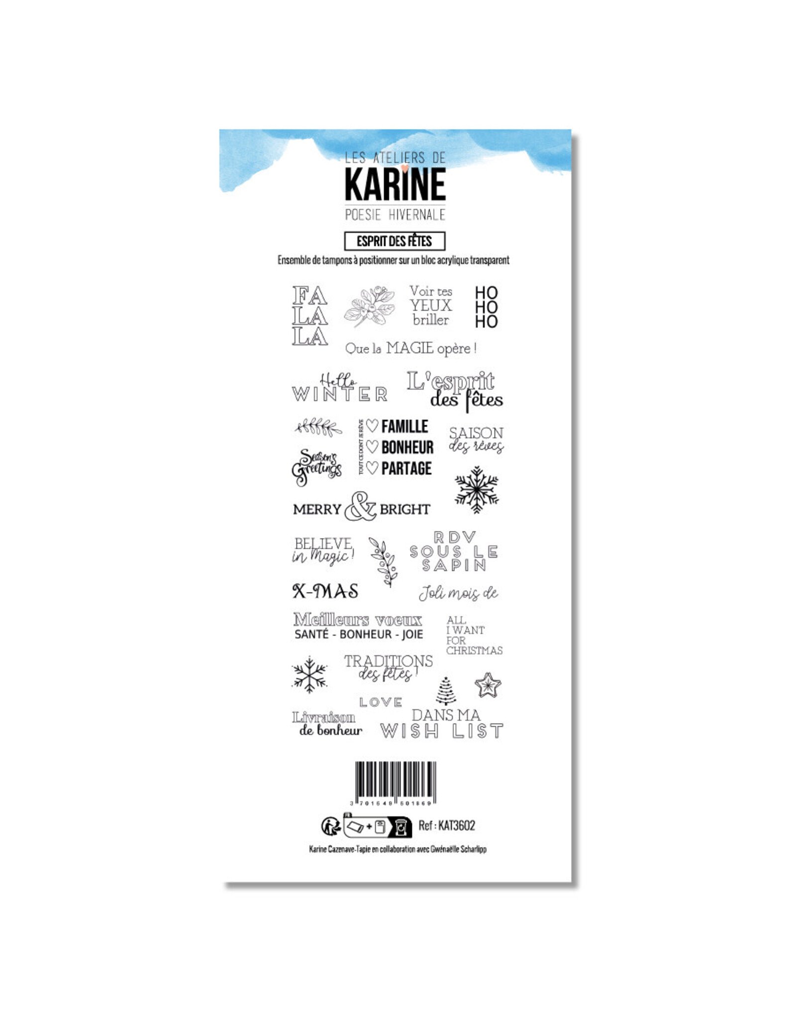 LES ATELIERS DE KARINE LES ATELIERS DE KARINE POÉSIE HIVERNALE ESPRIT DES FÊTES CLEAR STAMP SET