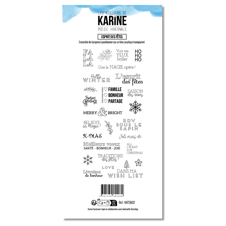 LES ATELIERS DE KARINE LES ATELIERS DE KARINE POÉSIE HIVERNALE ESPRIT DES FÊTES CLEAR STAMP SET